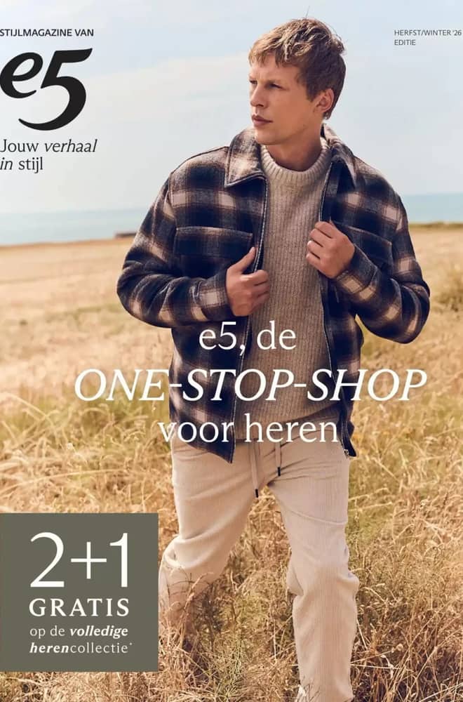 Voorpagina van de folder van E5 Mode, geldig 26 oktober 2026 – 8 november 2026
