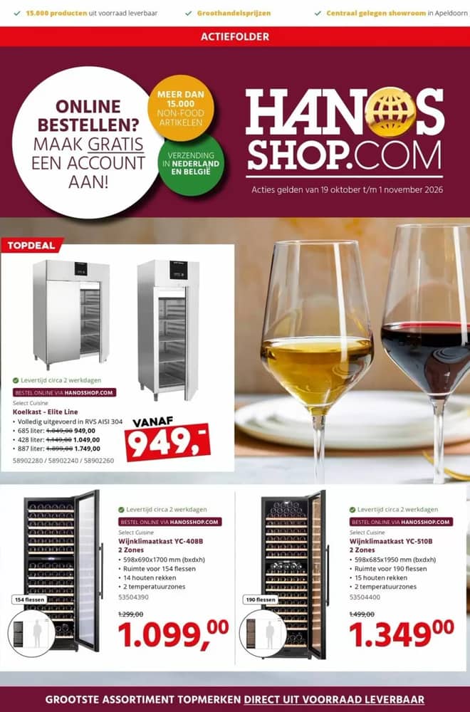 Voorpagina van de folder van Hanos, geldig 21 oktober 2026 – 1 november 2026