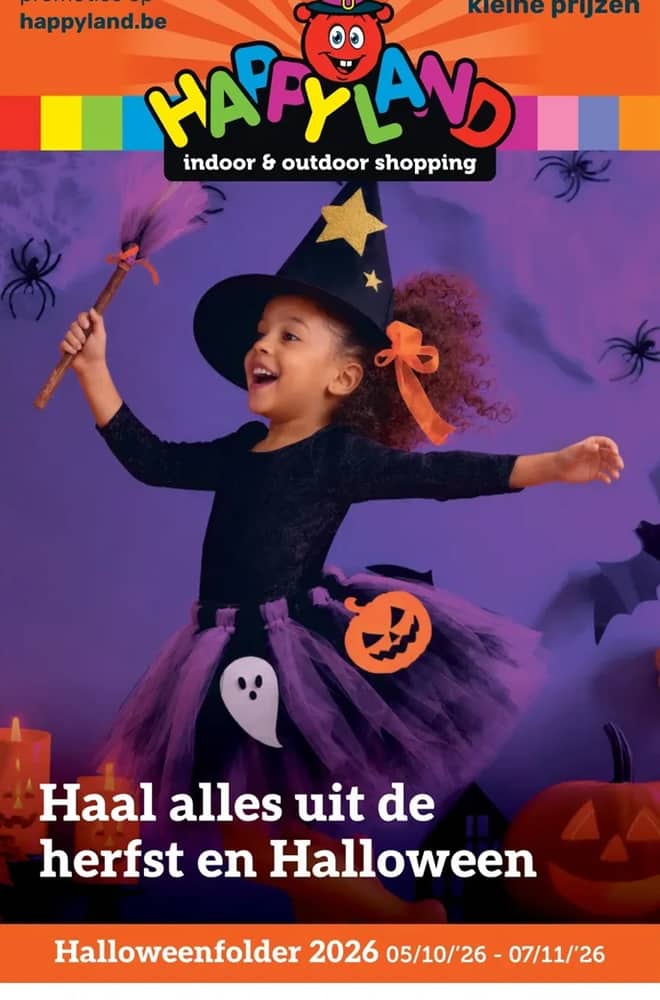 Voorpagina van de folder van Happyland, geldig 5 oktober 2026 – 7 november 2026