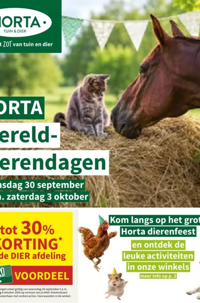Voorpagina van de folder van Horta, geldig 30 september 2026 – 11 oktober 2026