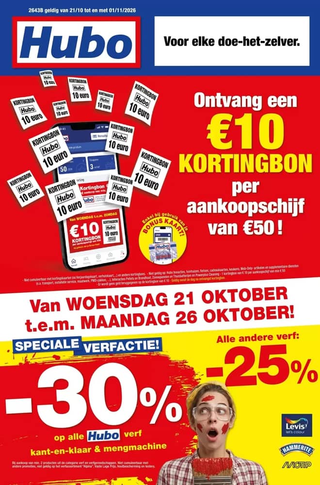 Voorpagina van de folder van Hubo, geldig 21 oktober 2026 – 1 november 2026
