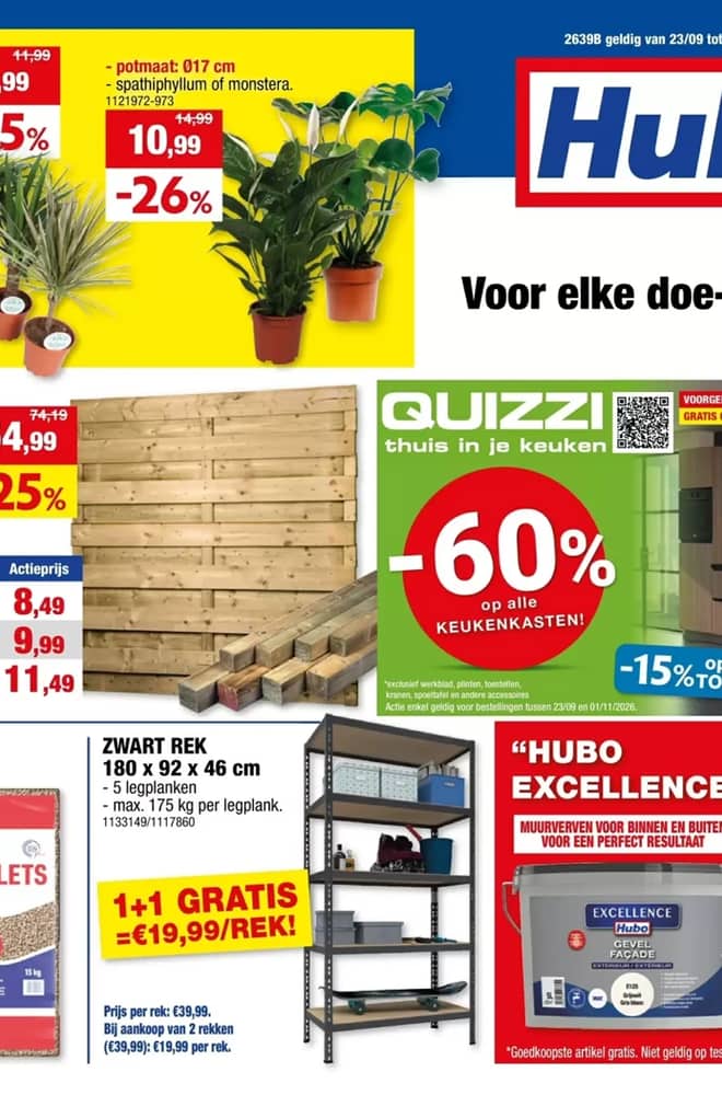 Voorpagina van de folder van Hubo, geldig 23 september 2026 – 4 oktober 2026