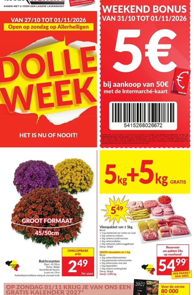 Voorpagina van de folder van Intermarché, geldig 27 oktober 2026 – 1 november 2026