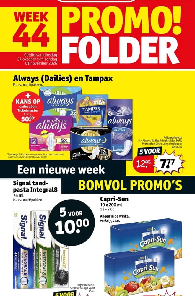 Voorpagina van de folder van Kruidvat, geldig 27 oktober 2026 – 1 november 2026