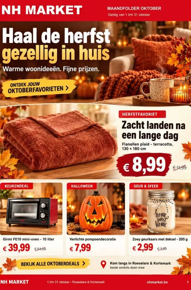 Voorpagina van de folder van NH Market, geldig 6–31 oktober 2026