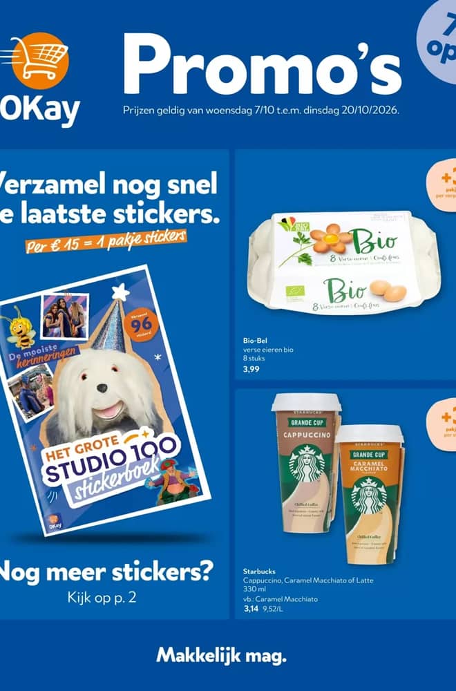 Voorpagina van de folder van OKay, geldig 7–20 oktober 2026