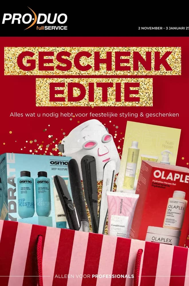 Voorpagina van de folder van PRO DUO, geldig 2 november 2026 – 3 januari 2027