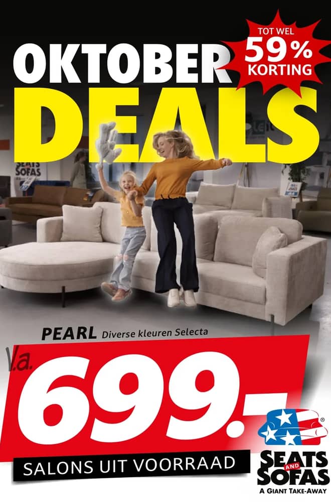 Voorpagina van de folder van Seats and Sofas, geldig 1–31 oktober 2026