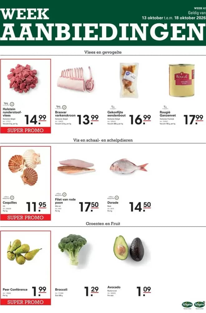 Voorpagina van de folder van Sligro M, geldig 13–18 oktober 2026