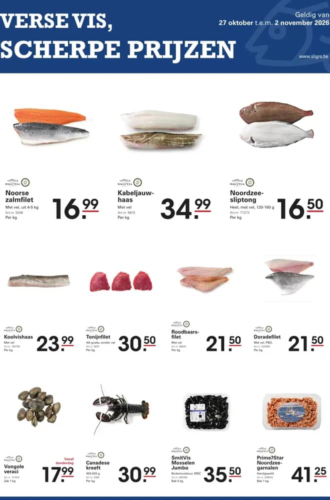 Voorpagina van de folder van Sligro M, geldig 27 oktober 2026 – 2 november 2026