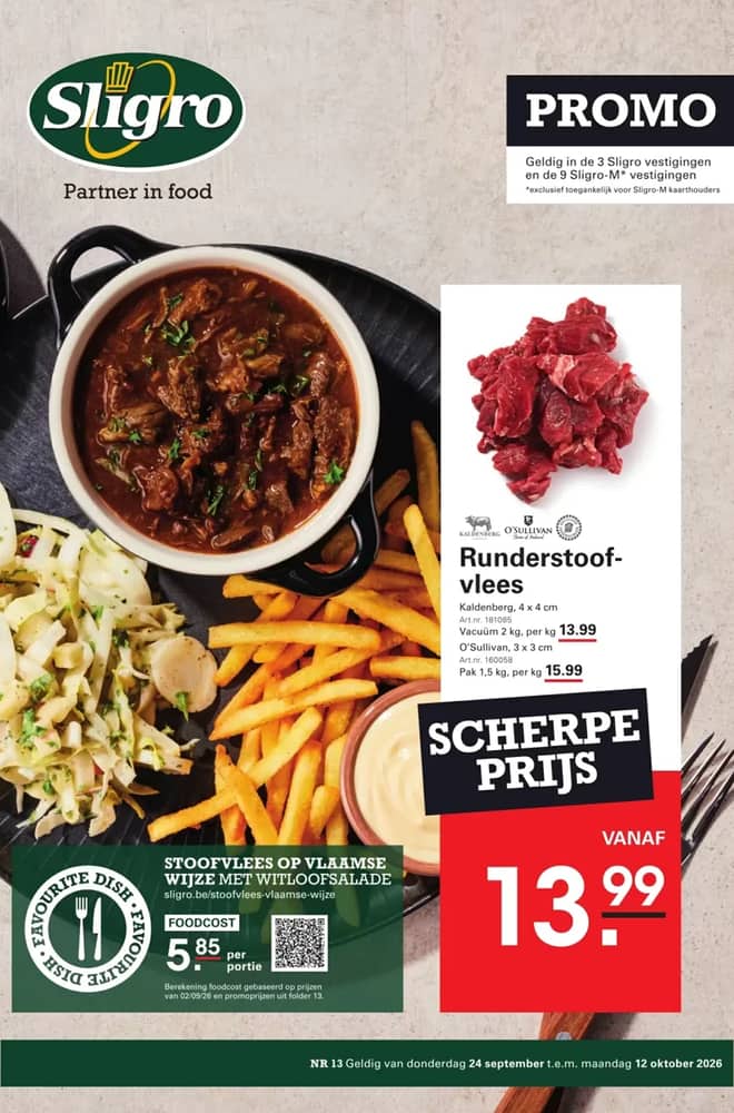 Voorpagina van de folder van Sligro, geldig 22 september 2026 – 12 oktober 2026