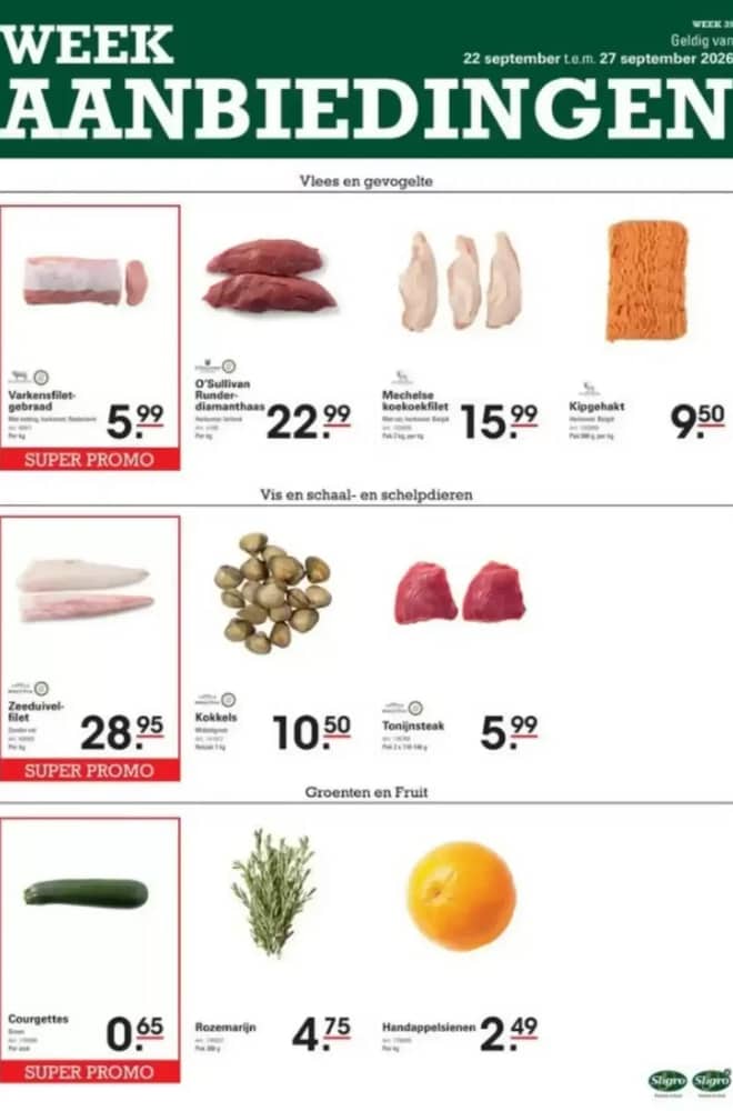 Voorpagina van de folder van Sligro, geldig 22–27 september 2026