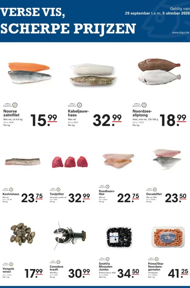 Voorpagina van de folder van Sligro, geldig 29 september 2026 – 5 oktober 2026