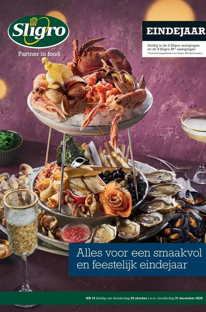 Voorpagina van de folder van Sligro, geldig 29 oktober 2026 – 31 december 2026
