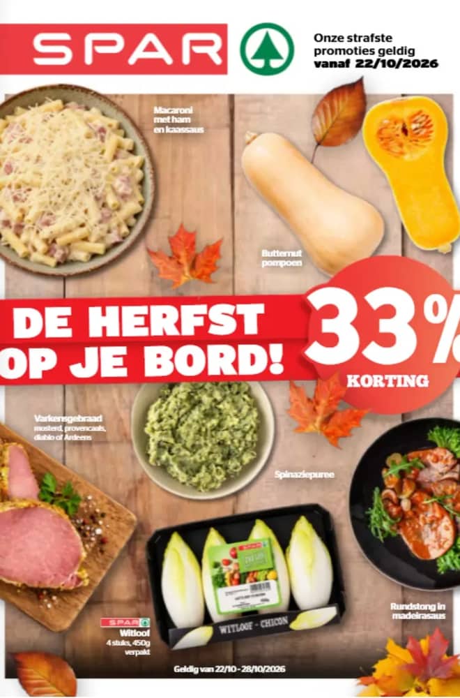 Voorpagina van de folder van Spar, geldig 22 oktober 2026 – 4 november 2026