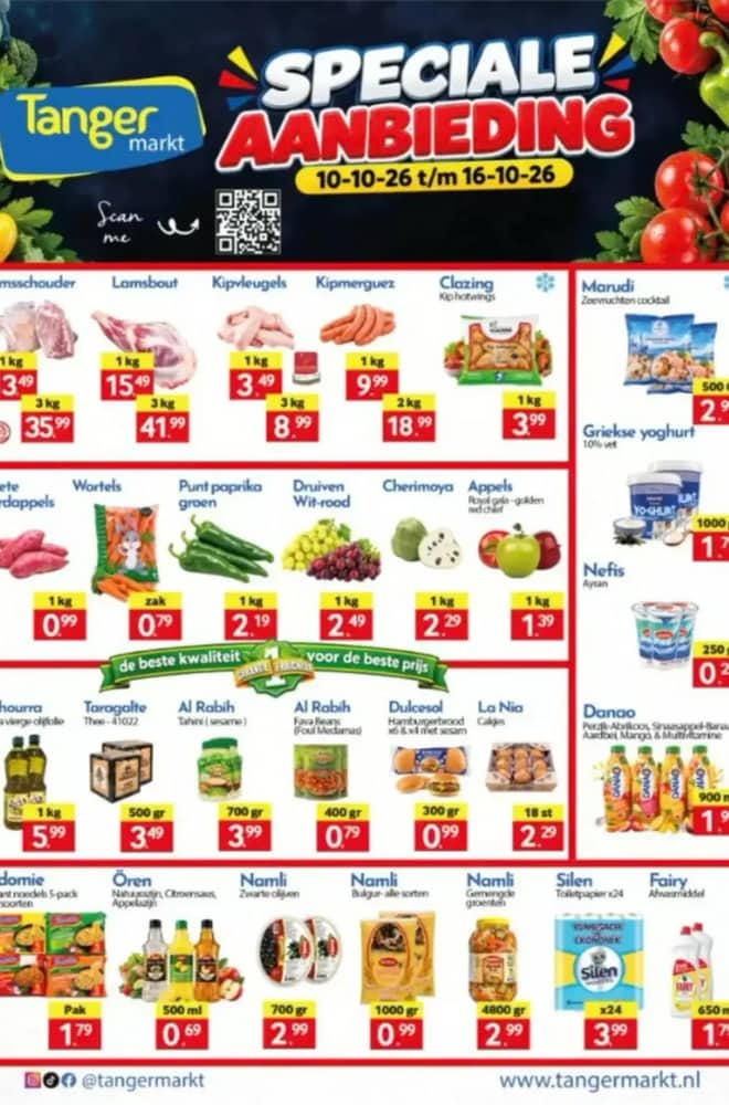 Voorpagina van de folder van Tanger Markt, geldig 10–16 oktober 2026