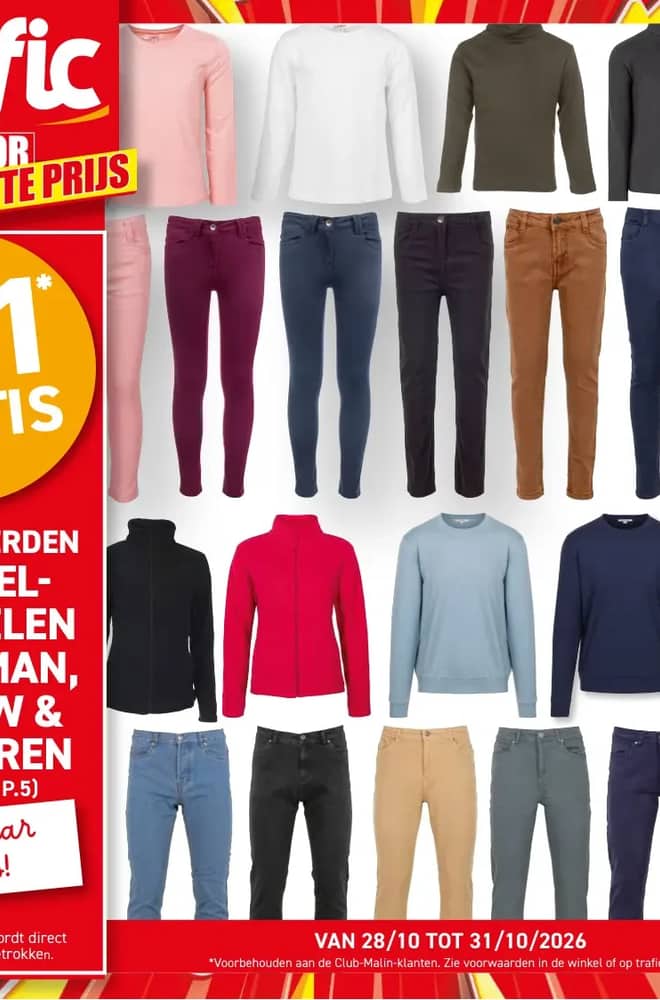 Voorpagina van de folder van Trafic, geldig 28–31 oktober 2026