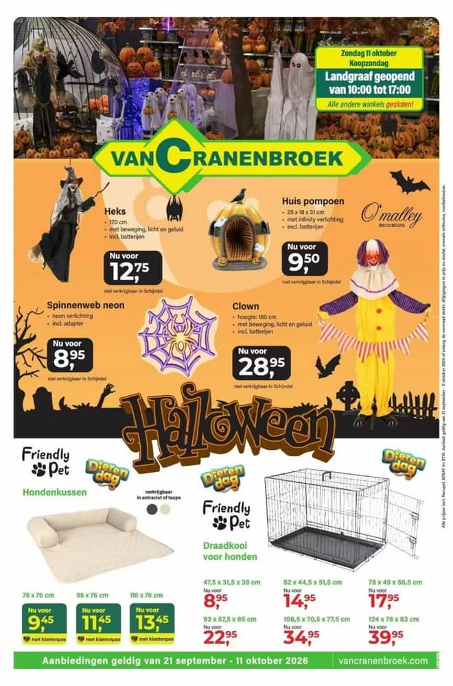 Voorpagina van de folder van Van Cranenbroek, geldig 21 september 2026 – 11 oktober 2026
