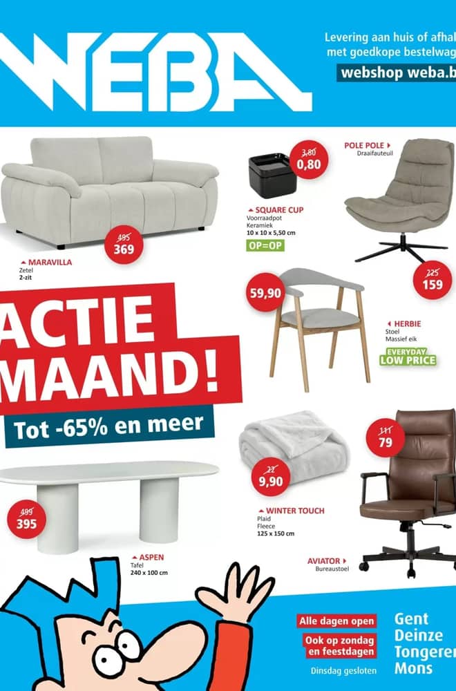 Voorpagina van de folder van Weba, geldig 30 september 2026 – 6 oktober 2026