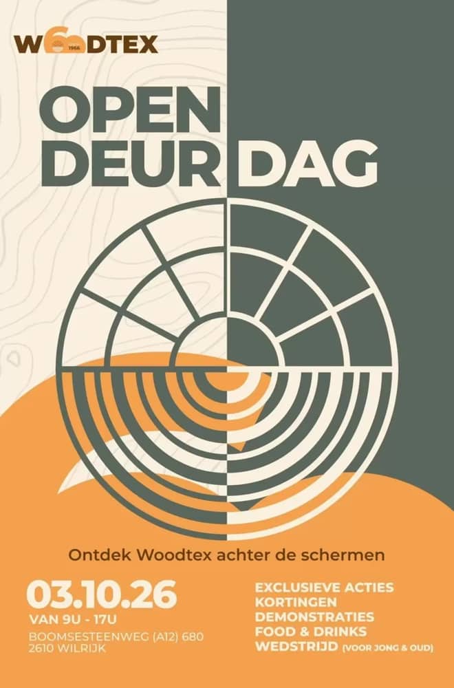 Voorpagina van de folder van Woodtex, geldig 22 september 2026 – 3 oktober 2026