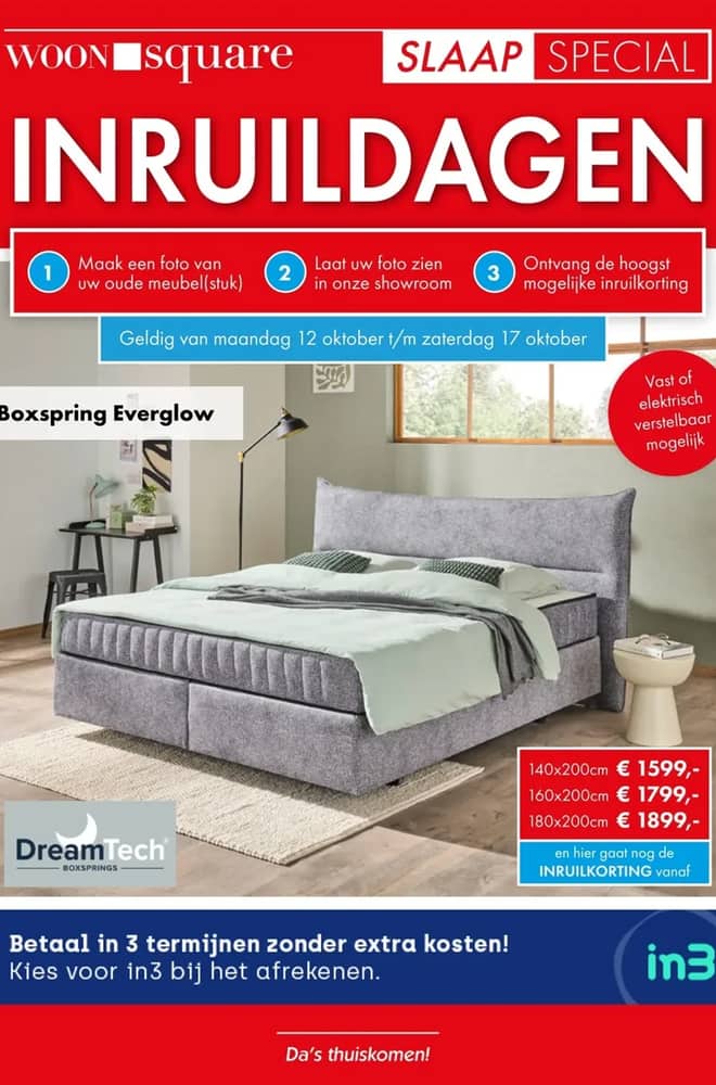 Voorpagina van de folder van Woonsquare, geldig 12–17 oktober 2026