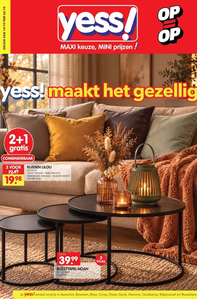 Voorpagina van de folder van Yess, geldig 14–26 oktober 2026