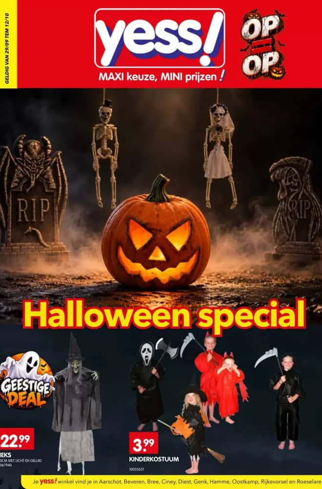 Voorpagina van de folder van Yess, geldig 29 september 2026 – 12 oktober 2026