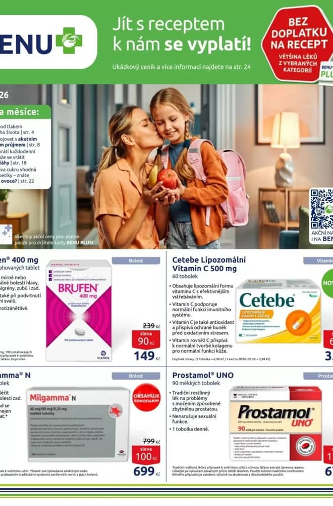 Titulní strana letáku BENU, platný 1–30 září 2026