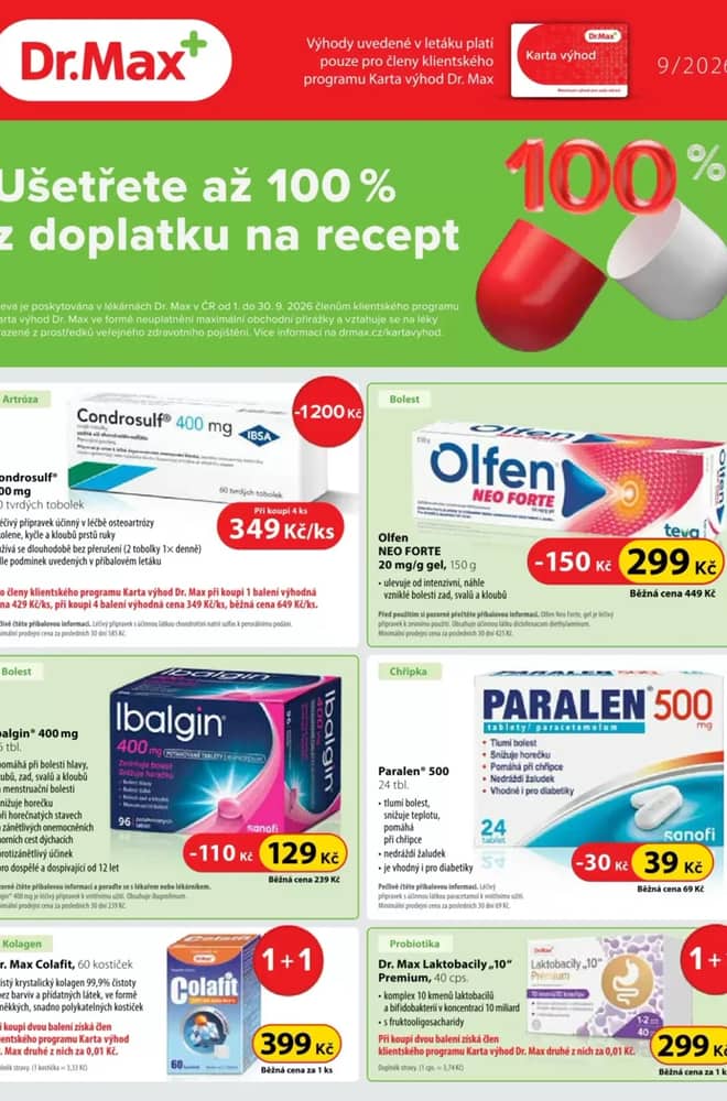 Titulní strana letáku Dr.Max, platný 1–30 září 2026