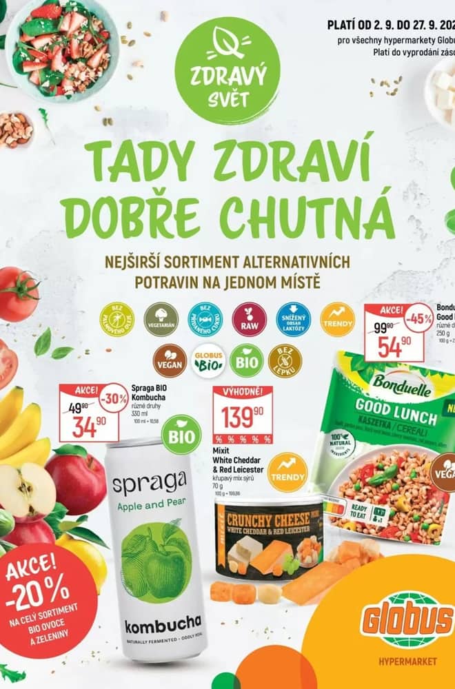 Titulní strana letáku Globus, platný 2–27 září 2026