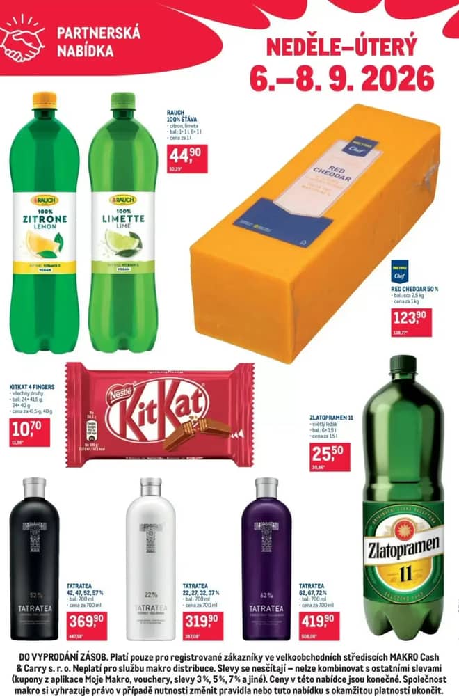 Titulní strana letáku Makro, platný 6–8 září 2026