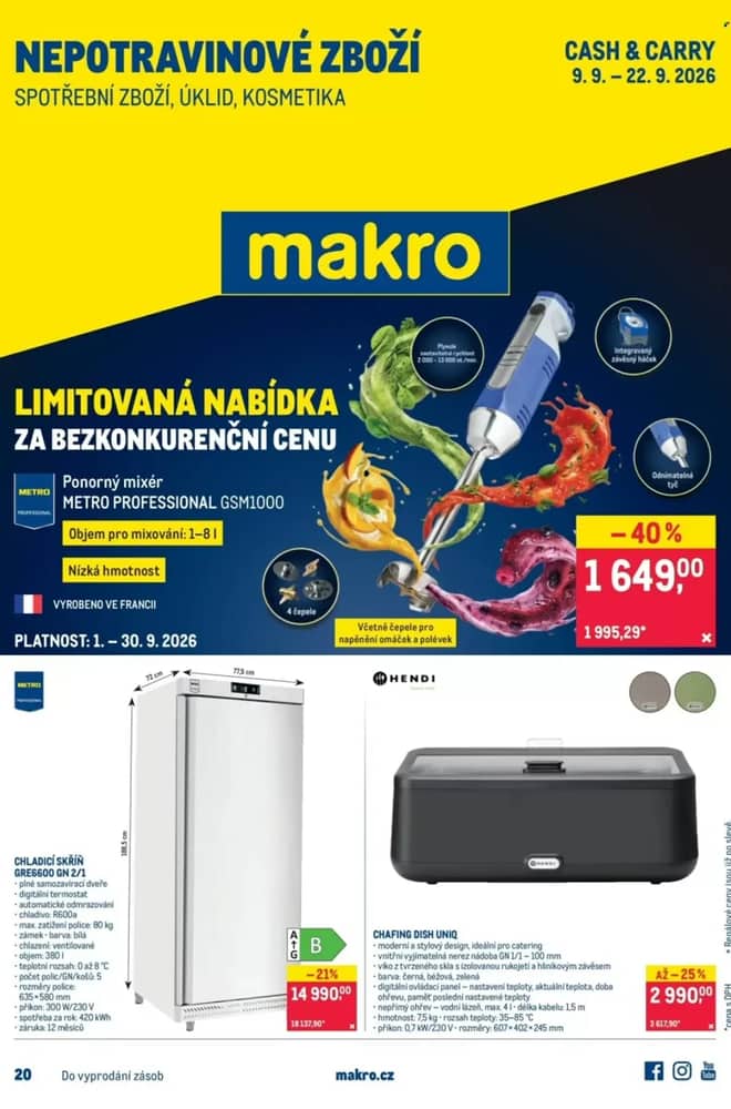 Titulní strana letáku Makro, platný 9–22 září 2026