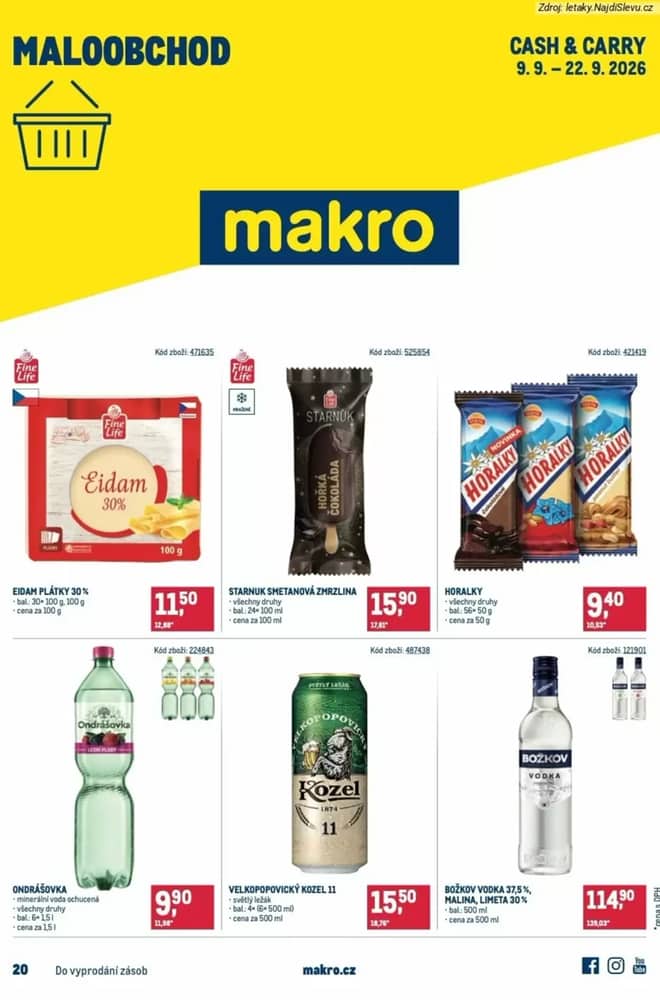 Titulní strana letáku Makro, platný 9–22 září 2026