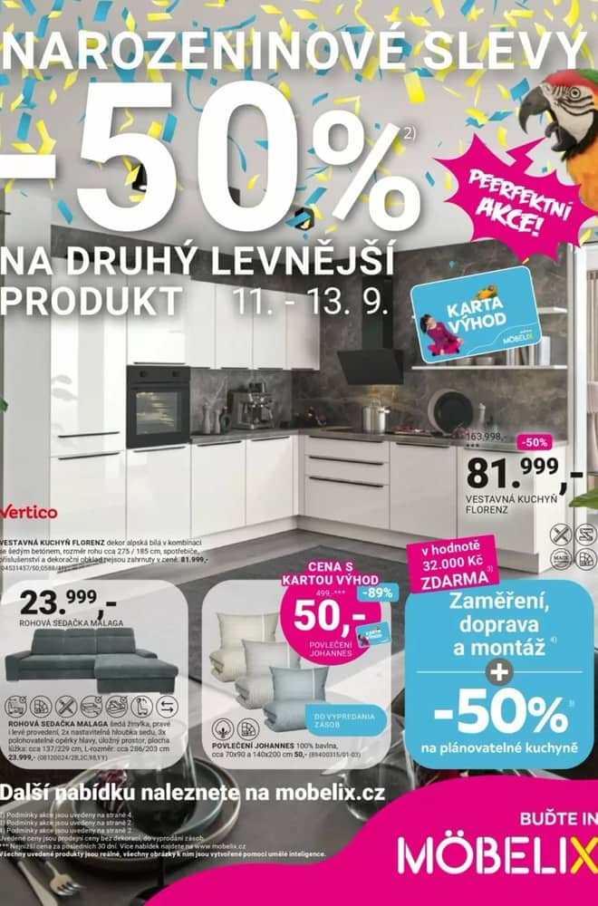 Titulní strana letáku Möbelix, platný 7. září 2026 – 11. října 2026