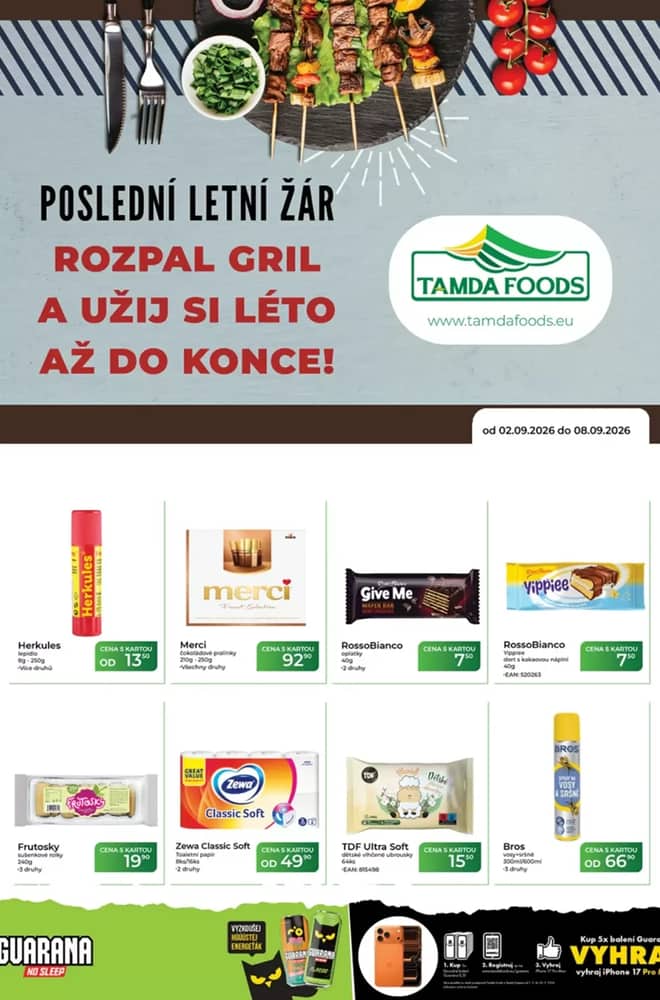 Titulní strana letáku Tamda Foods, platný 2–8 září 2026