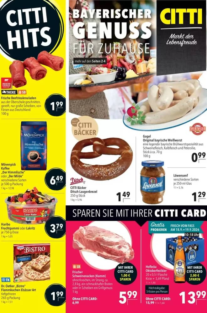 Titelseite des Prospekts von Citti-Markt, gültig 16–22 September 2026