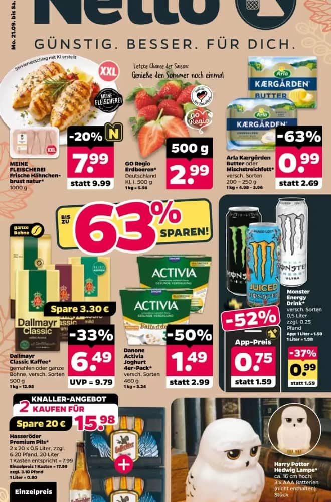 Titelseite des Prospekts von Netto, gültig 21–26 September 2026