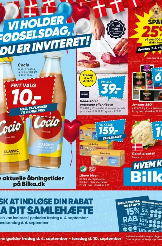 Forside af tilbudsavisen fra Bilka, gældende 4–10 september 2026
