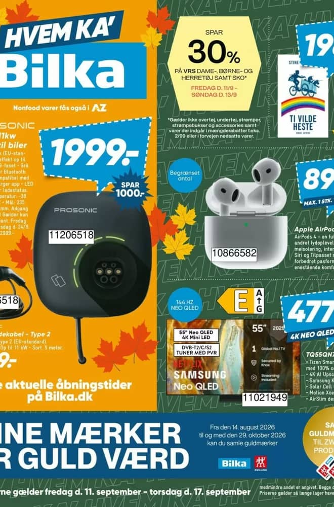 Forside af tilbudsavisen fra Bilka, gældende 11–17 september 2026