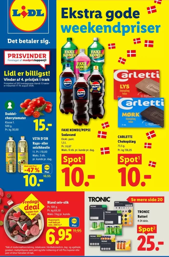 Forside af tilbudsavisen fra Lidl, gældende 10–12 september 2026