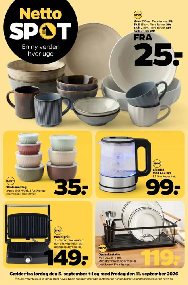 Forside af tilbudsavisen fra Netto, gældende 5–12 september 2026