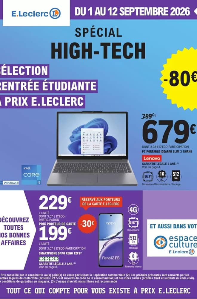 Couverture du catalogue E.Leclerc, valable 1–12 septembre 2026