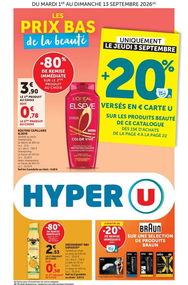 Couverture du catalogue Hyper U, valable 1–13 septembre 2026