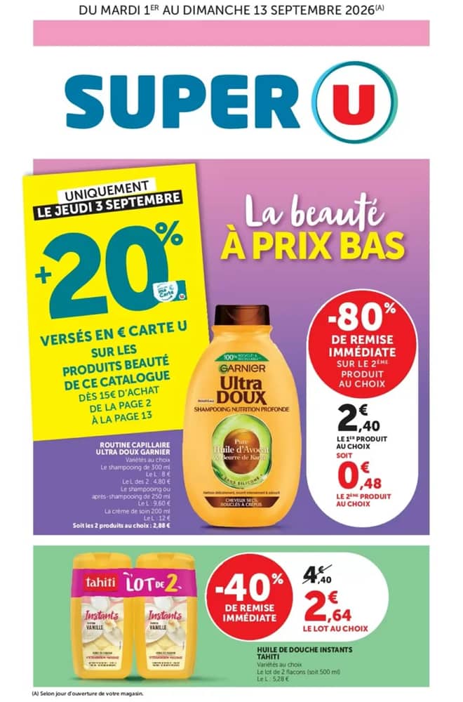 Couverture du catalogue Super U, valable 1–13 septembre 2026