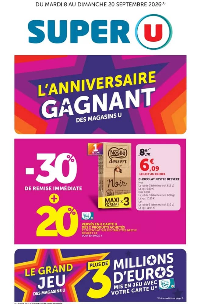 Couverture du catalogue Super U, valable 8–20 septembre 2026