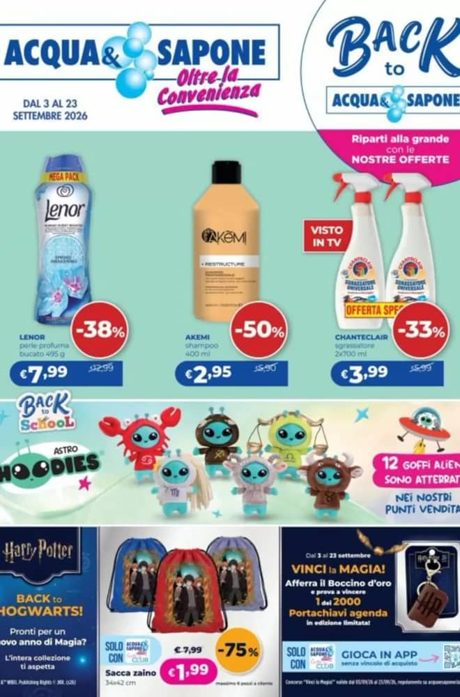 Copertina del volantino Acqua & Sapone, valido 3–23 settembre 2026