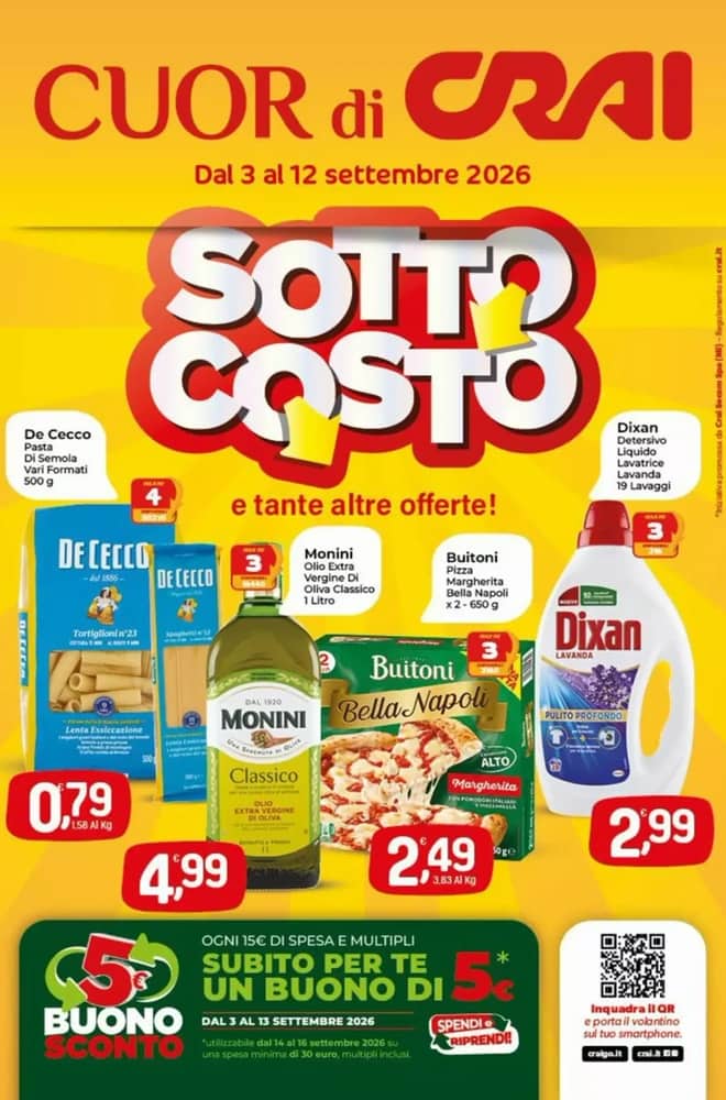 Copertina del volantino Crai, valido 3–12 settembre 2026