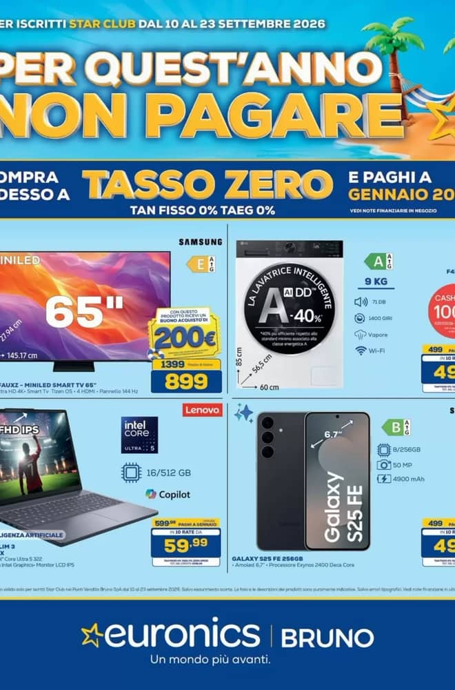 Copertina del volantino Euronics, valido 10–23 settembre 2026