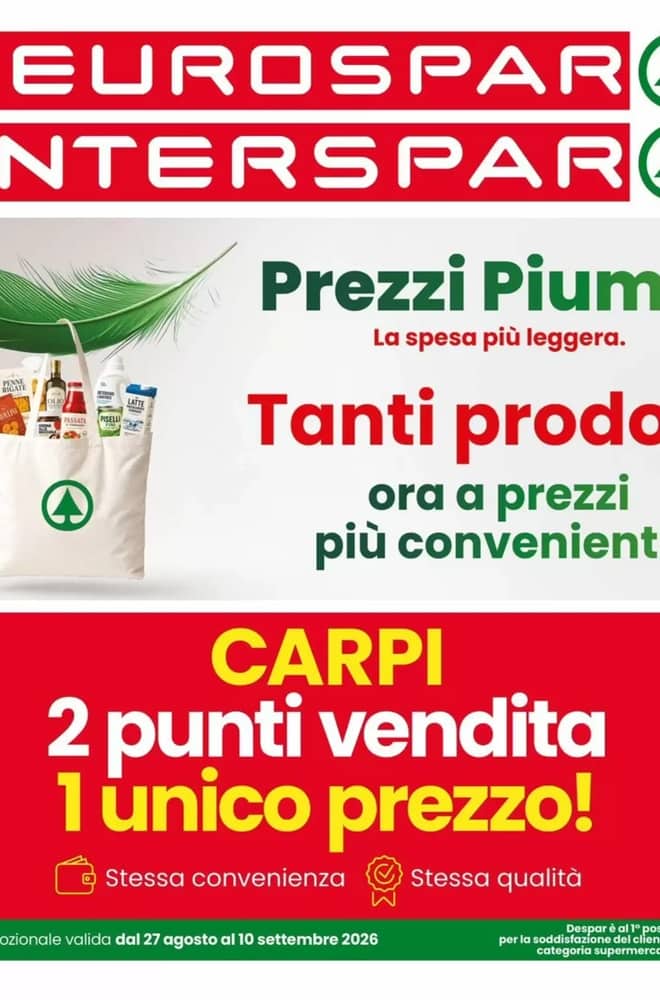 Copertina del volantino Eurospar, valido 27 agosto 2026 – 10 settembre 2026