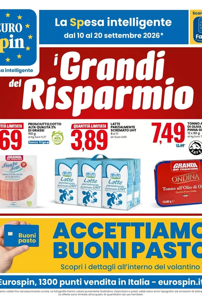 Copertina del volantino Eurospin, valido 10–20 settembre 2026